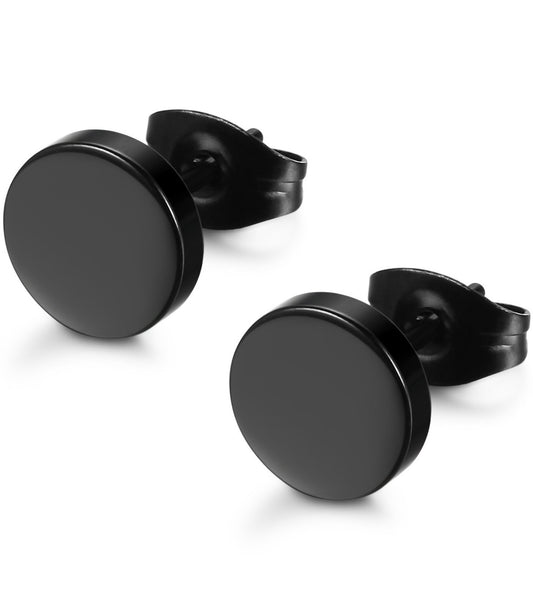 Stainless Steel Black Stud Earrings for Men Women, 3mm-8mm Available-Earrings-Innovato Design-Diameter: 3mm-Innovato Design