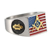 Silver Masonic Freemason American Flag Biker Mason Member Ring - InnovatoDesign