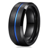 Blue & Black 8 mm Men Tungsten Carbide Wedding Band Ring Brushed Comfort Fit