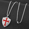 Knights Templar Cross Joshua 1:9 Shield Stainless Steel Pendant Necklace with FREE Key Chain-Necklaces-Innovato Design-Black Red-Innovato Design