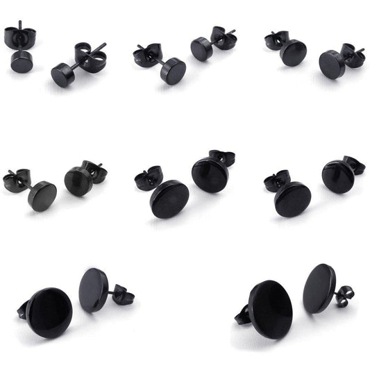 Men Stainless Steel 3-14mm 8 Pairs Charm Elegant Stud Earrings Set, Black-Earrings-KONOV-Innovato Design