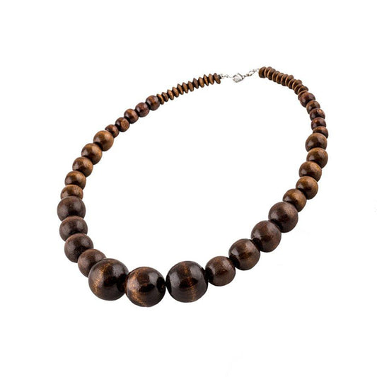 Wood Bead Necklace Africa Wooden Chain Statement Unisex Chunky Necklaces