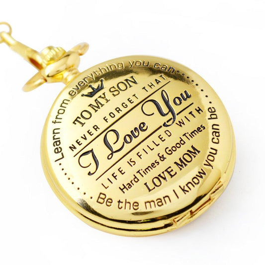 To My Son - Love Mom From Mother to Son Gifts Message Pocket Watch-jewelry-Innovato Design-Innovato Design