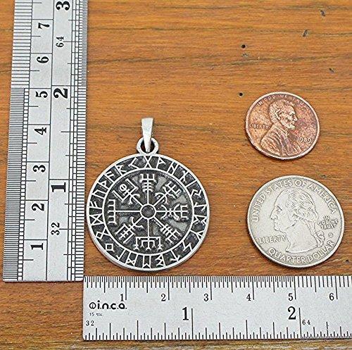 Guidepost Compass Vegvisir Talisman Viking Protection Pewter Pendant Stainless Steel Necklace-Necklaces-Innovato Design-Innovato Design
