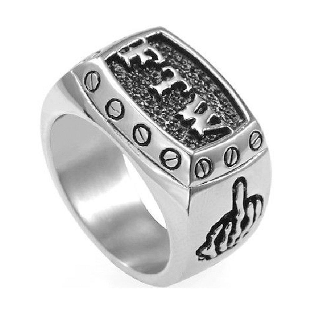 Vintage Men's Punk Rocker FTW Letters Gothic Ring-Rings-Innovato Design-7-Innovato Design
