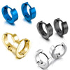 Men's Stainless Steel Stud Hoop huggie Earrings Black Blue Silver Gold Tone Plain ( 4 Pairs ） - InnovatoDesign
