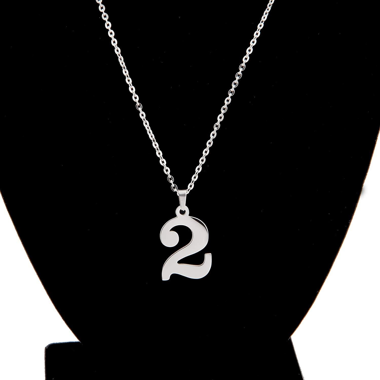 Stainless Steel Number Necklace Pendant for Men Women 20 Inch Chain Number 0-9-Necklaces-Innovato Design-A: Number Zero-Innovato Design