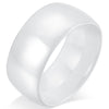 Men Women 12mm White Ceramic Wedding Ring Engagement Band High Polished Domed Design Comfort Fit - InnovatoDesign