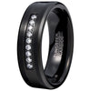Men Black 8mm Tungsten Carbide Ring Vintage Cubic Zirconia Wedding Jewelry Engagement Promise Band for Him Matte Finish Comfort Fit - InnovatoDesign
