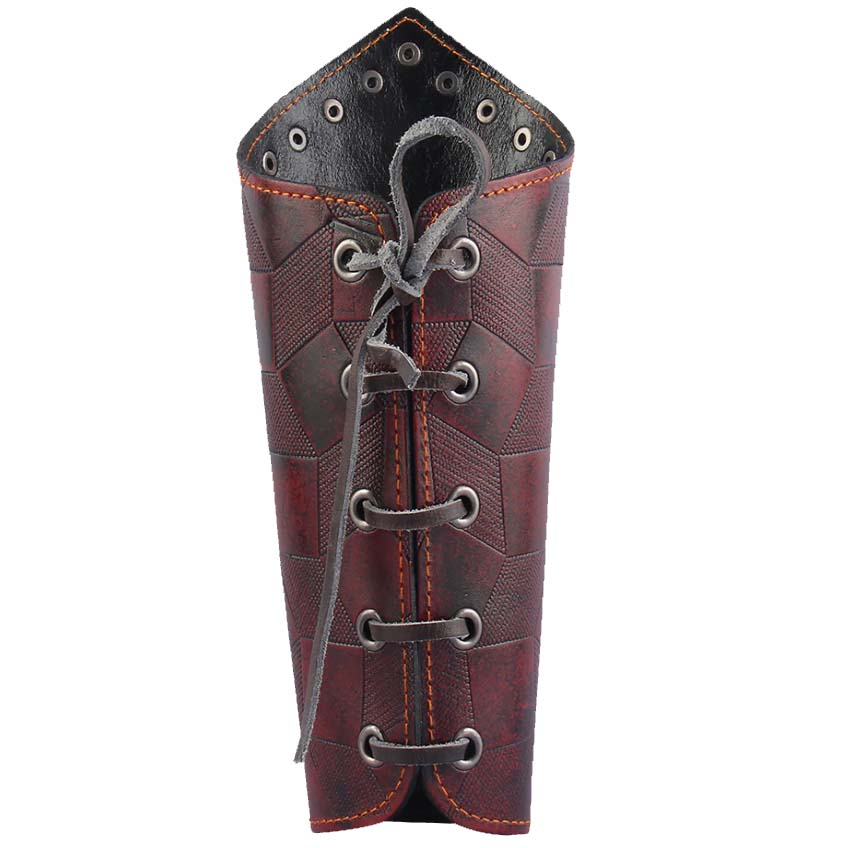 Medieval Bracers Dragon Knight Genuine Leather Gauntlet Wristband Wide Bracer Arm Armor Cuff-Bracelets-Innovato Design-Crimson-Innovato Design