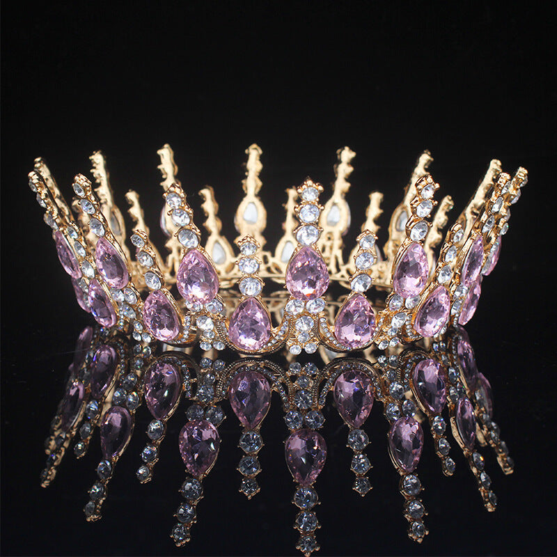 Multi-crystal Silver Queen Wedding Crown Tiaras-Crowns-Innovato Design-Pink-Innovato Design