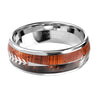 8 mm Men Real Wood Inlay Arrow Tungsten Carbide Wedding Ring Dome Style High Polished
