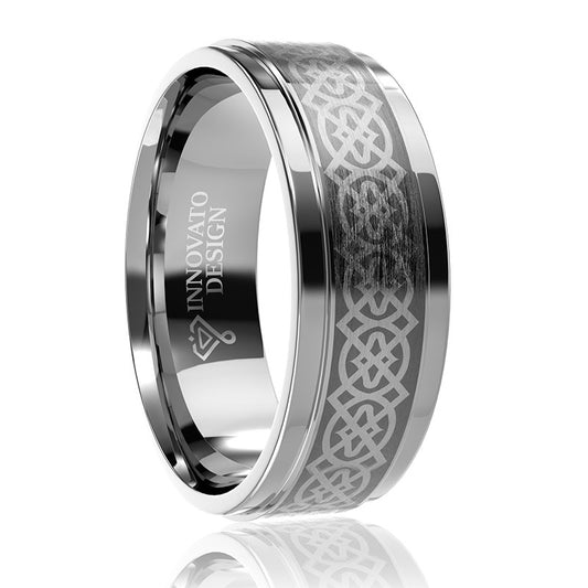 8 mm Men Tungsten Carbide Ring Laser Celtic Knot Polish Edge Wedding Band Size 7-14-Rings-Innovato Design-7-Innovato Design