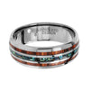 8 mm Silver Plated Tungsten Carbide Ring with Abalone Shell and Hawaiian Koa Wood Inlay-Rings-Innovato Design-5-Innovato Design