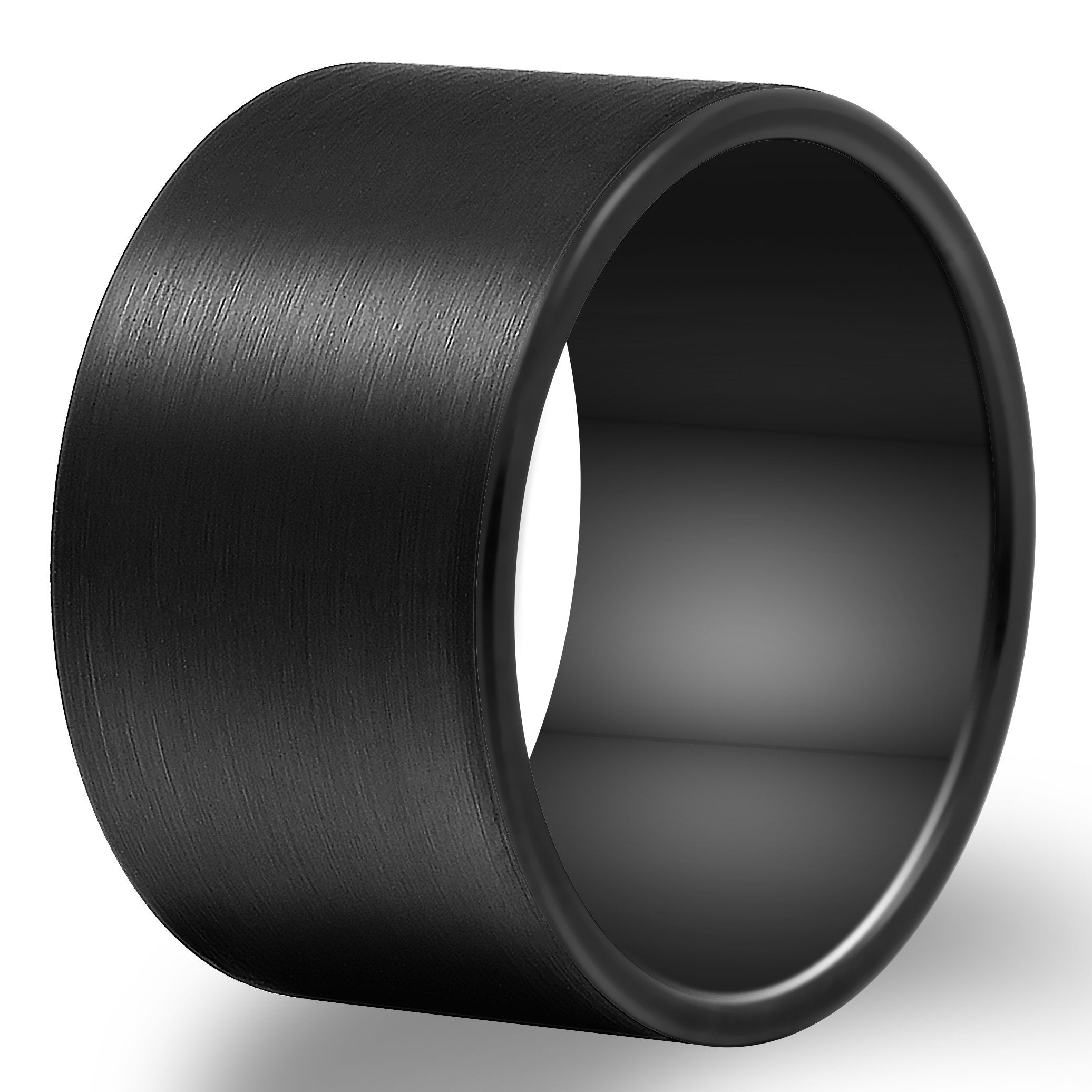 Men 14mm Big Tungsten Metal Ring Black Wedding Engagement Band Flat Top Pipe Cut Matte Finish Comfort Fit-Rings-Innovato Design-7-Innovato Design