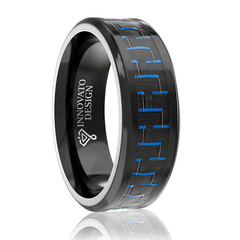 Band Rings Tungsten Carbide Mens Wedding Ring - 8mm Black Band Rings Tungsten Carbide Mens Wedding Ring - 8mm Black