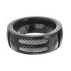 8MM Men's Black Titanium Ring Wedding Band with Stainless Steel Cables and Screw Design Sizes 7 to 13-Rings-Innovato Design-7-Innovato Design