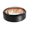 DUO Men 8 mm Black Brushed Matte Tungsten Carbide Ring Men 18K Rose Gold Gold Wedding Band Comfort Fit-Rings-Innovato Design-6.5-Innovato Design