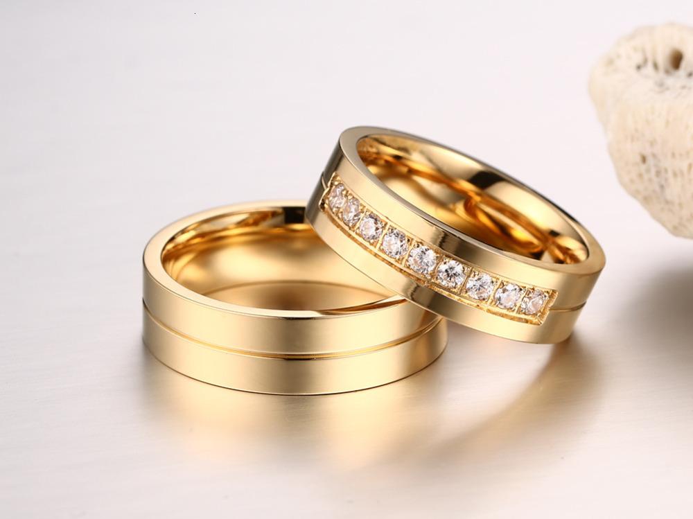 Gold Plated Stainless Steel with Channel Setting Cubic Zirconia Wedding Band-Rings-Innovato Design-5-7-Innovato Design