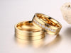 Gold Plated Stainless Steel with Channel Setting Cubic Zirconia Wedding Band - InnovatoDesign