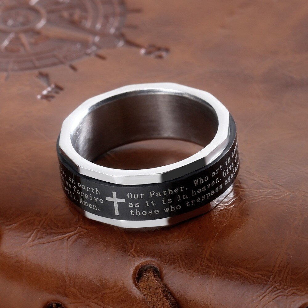 Lord's Prayer Rings in Black, Silver and Rose Gold – Innovato Design