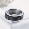 Black Stainless Steel Religious Cross Serenity Prayer Spinner Ring 9MM