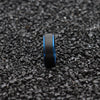 Men 8mm Black Blue Two-tone Tungsten Carbide Wedding Band Ring Matte Finish