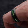 8mm Black Beveled and Green-Plated Tungsten Carbide Wedding Band-Rings-Innovato Design-6-Innovato Design