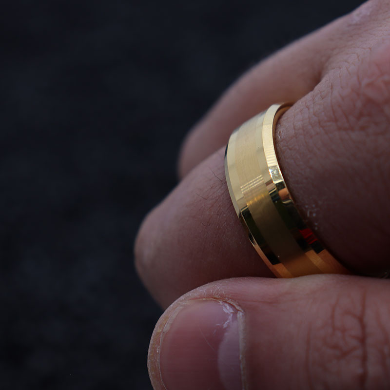 6mm Yellow Gold Plated Matte Tungsten Carbide Ring-Rings-Innovato Design-4-Innovato Design