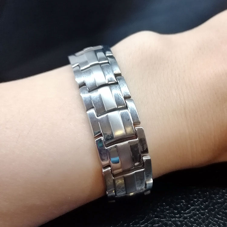 0.78inch Wide Silver Germanium Magnetic Bracelet with Large and Small Magnets-Bracelets-Innovato Design-Innovato Design