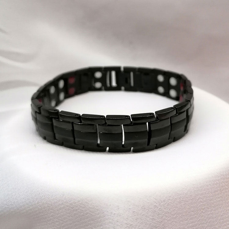 0.78inch Wide Black Germanium Magnetic Bracelet with Adjusting Tool-Bracelets-Innovato Design-Innovato Design
