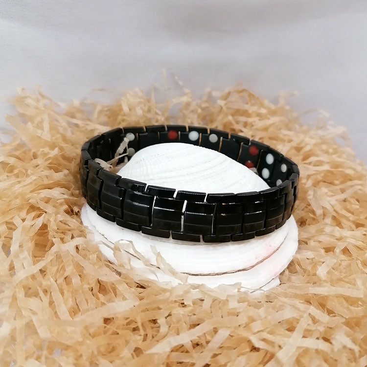 0.78inch Wide Black Germanium Magnetic Bracelet with Adjusting Tool-Bracelets-Innovato Design-Innovato Design