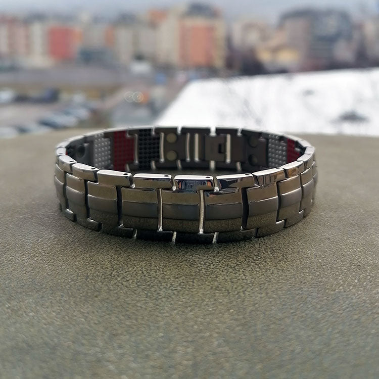 0.78inch Wide Silver Germanium Magnetic Bracelet with Large and Small Magnets-Bracelets-Innovato Design-Innovato Design