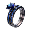 Jewelry Women's Lab Stone Blue Cubic Zirconia Black Gold Plated Ring Promise Engagement Wedding Womens Ring Set Size 6-10-Rings-Innovato Design-6-Innovato Design