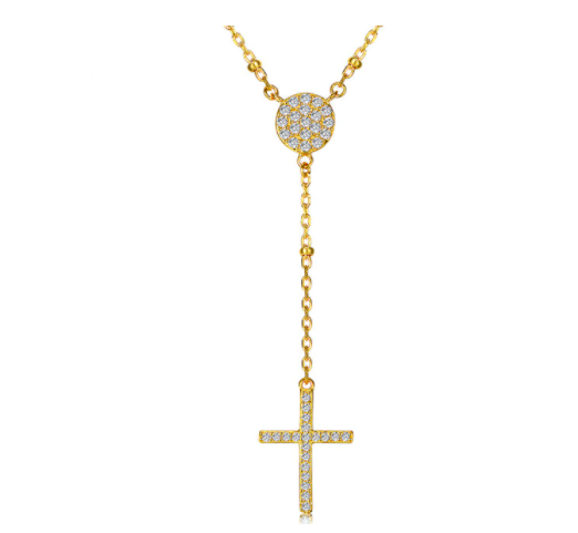 Rosary with Turkish Evil Eye 925 Sterling Silver Necklace-Necklaces-Innovato Design-Gold-18 Inch-Innovato Design