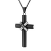 Black and White USA Flag American Cross Necklace