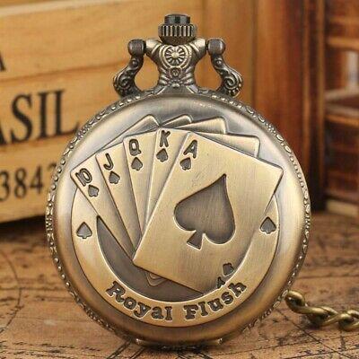 Bronze Coated Poker Pocket Watch with Royal Flush Exterior Case Design-Pocket Watch-Innovato Design-Innovato Design