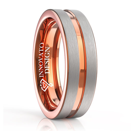 6mm Rose Gold Plated Tungsten Carbide Wedding Band-Rings-Innovato Design-4-Innovato Design