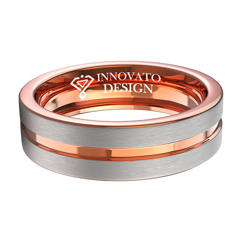 6mm Rose Gold Plated Tungsten Carbide Wedding Band-Rings-Innovato Design-4-Innovato Design