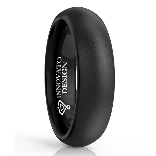 6mm Matte Black Dome Shaped Tungsten Ring-Rings-Innovato Design-4-Innovato Design