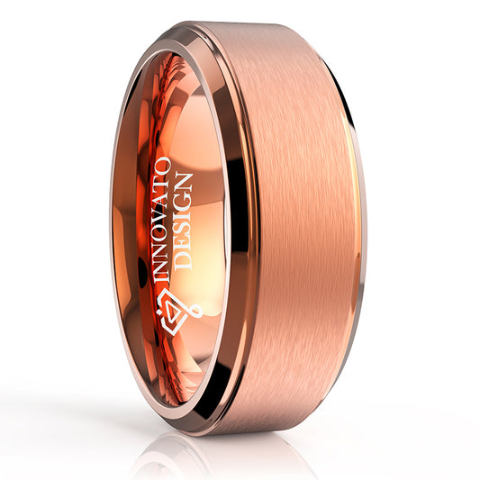 8mm Rose Gold Plated Tungsten Carbide Ring-Rings-Innovato Design-5-Innovato Design