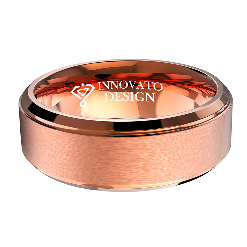 8mm Rose Gold Plated Tungsten Carbide Ring-Rings-Innovato Design-5-Innovato Design