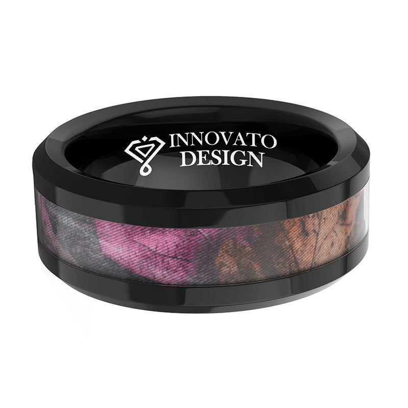 8 mm Men Black Tungsten Carbide Ring Camo Camouflage Comfort Fit Wedding Band-Rings-Innovato Design-6-Innovato Design