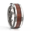 8mm Men High Polished Koa Wood Inlay Tungsten Wedding Ring