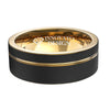 8mm Brushed Matte Black with Golden Groove Tungsten Carbide Ring-Rings-Innovato Design-5-Innovato Design
