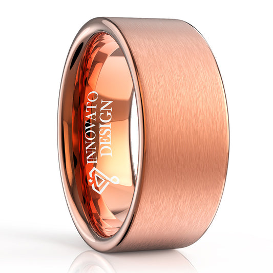 10mm Rose Gold Plated Tungsten Carbide Ring-Rings-Innovato Design-7-Innovato Design