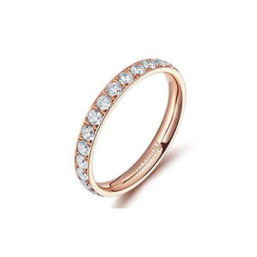 3mm Cubic Zirconia Titanium Fashion Wedding Ring-Rings-Innovato Design-Rose Gold-5-Innovato Design