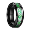 Men's 8mm Green Carbon Fiber Silver Celtic Dragon Tungsten Carbide Ring Comfort Fit Wedding Band-Rings-Innovato Design-6-Innovato Design