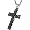 Men's Stainless Steel Pendant Necklace Cross Bible Lords Prayer-Necklaces-Innovato Design-Black-Innovato Design