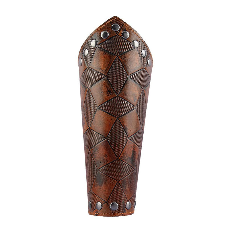 Medieval Unisex Bracers Faux Leather Gauntlet Wristband Bracers Arm Armor-Bracelets-Innovato Design-Brown-Innovato Design